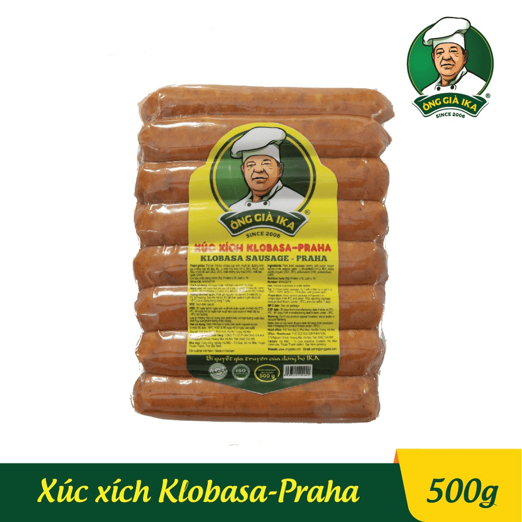 Xúc xích Klobasa Praha Ông già IKA cho món mì spaghetti chuẩn vị Âu