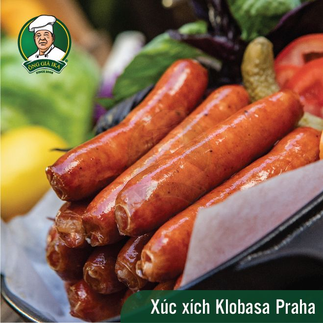 Sản phẩm xúc xích Klobasa Praha Ông già IKA   được bổ sung thêm gia vị hạt dổi nên rất thơm và đậm đà