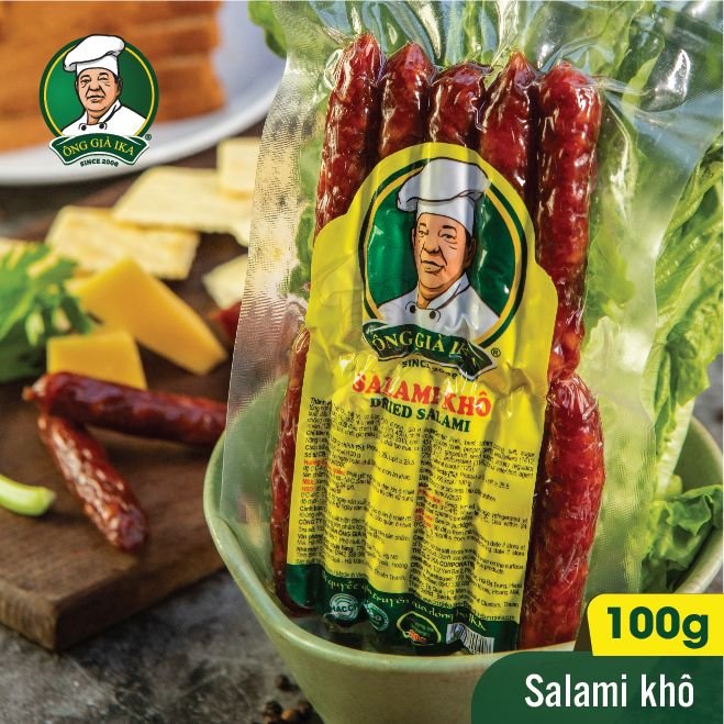 Salami khô thương hiệu Ông già IKA.