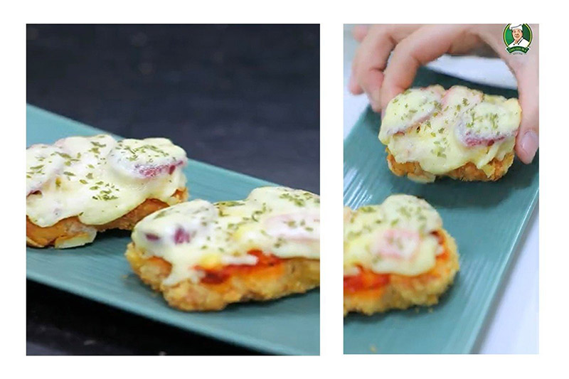 Thành phẩm chizza gà hun khói