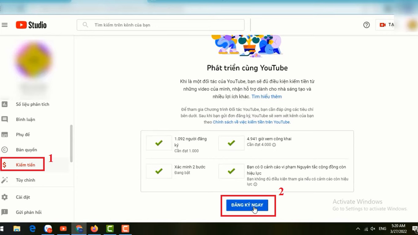 Bạn cần tuân thủ quy định của YouTube về nội dung và quảng cáo