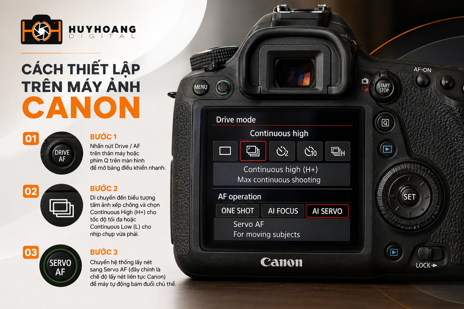 Cách thiết lập trên máy ảnh Canon