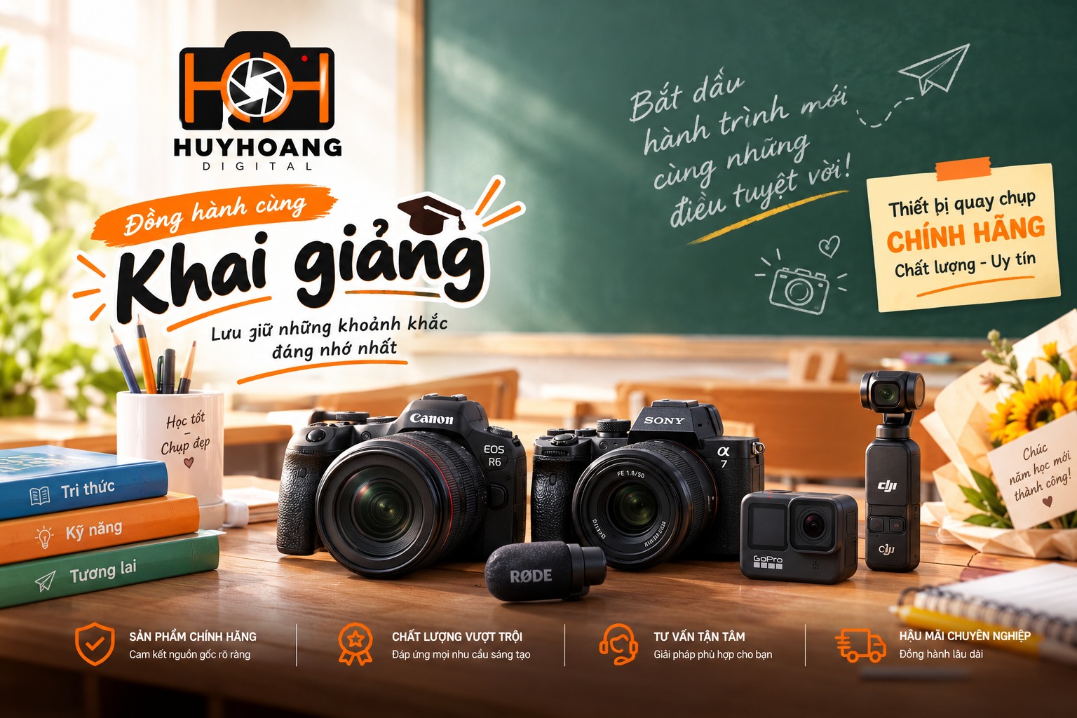 Mua thiết bị hỗ trợ chụp hình khai giảng ở đâu uy tín?