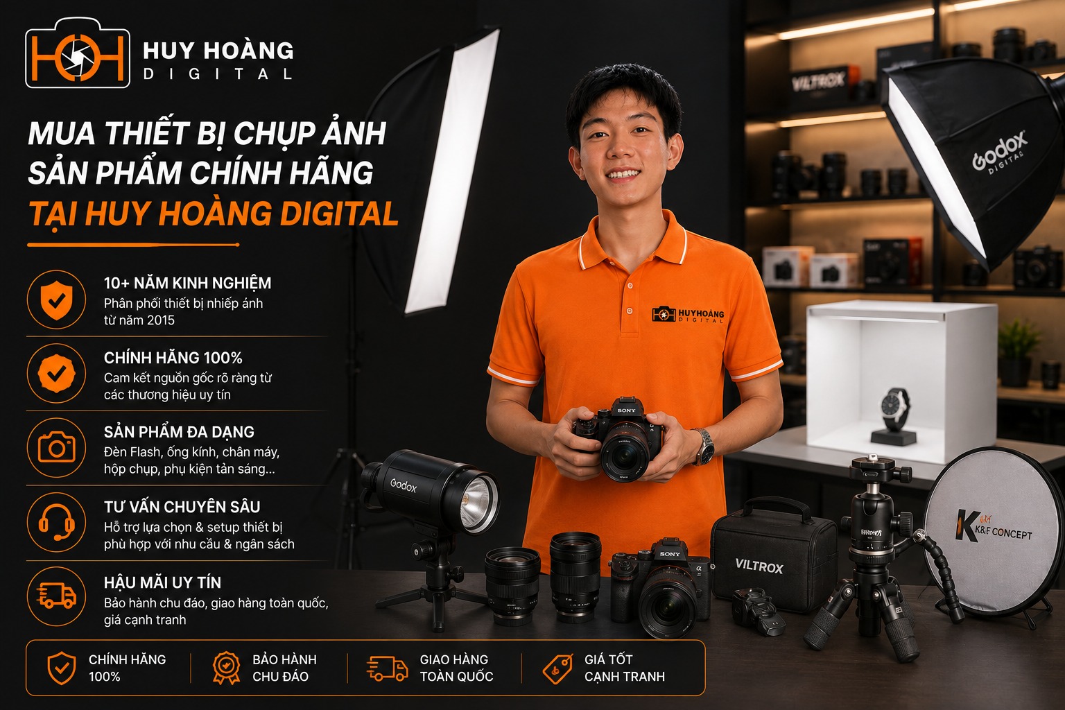 Mua thiết bị chụp ảnh sản phẩm chính hãng tại Huy Hoàng Digital