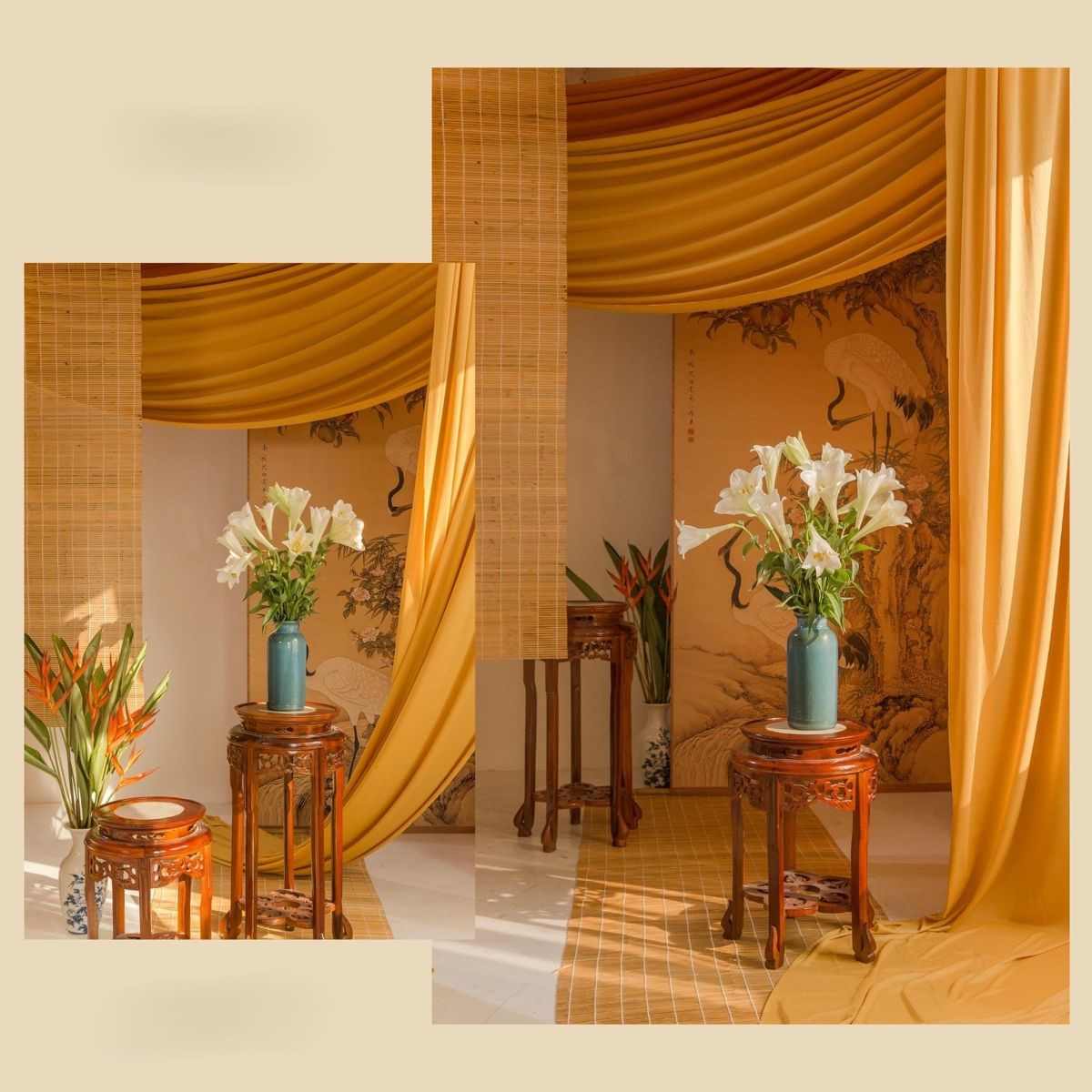 Bạn có thể tận dụng màu sắc này với những đạo cụ như hoa mai, hoa hướng dương, hoa cúc vàng