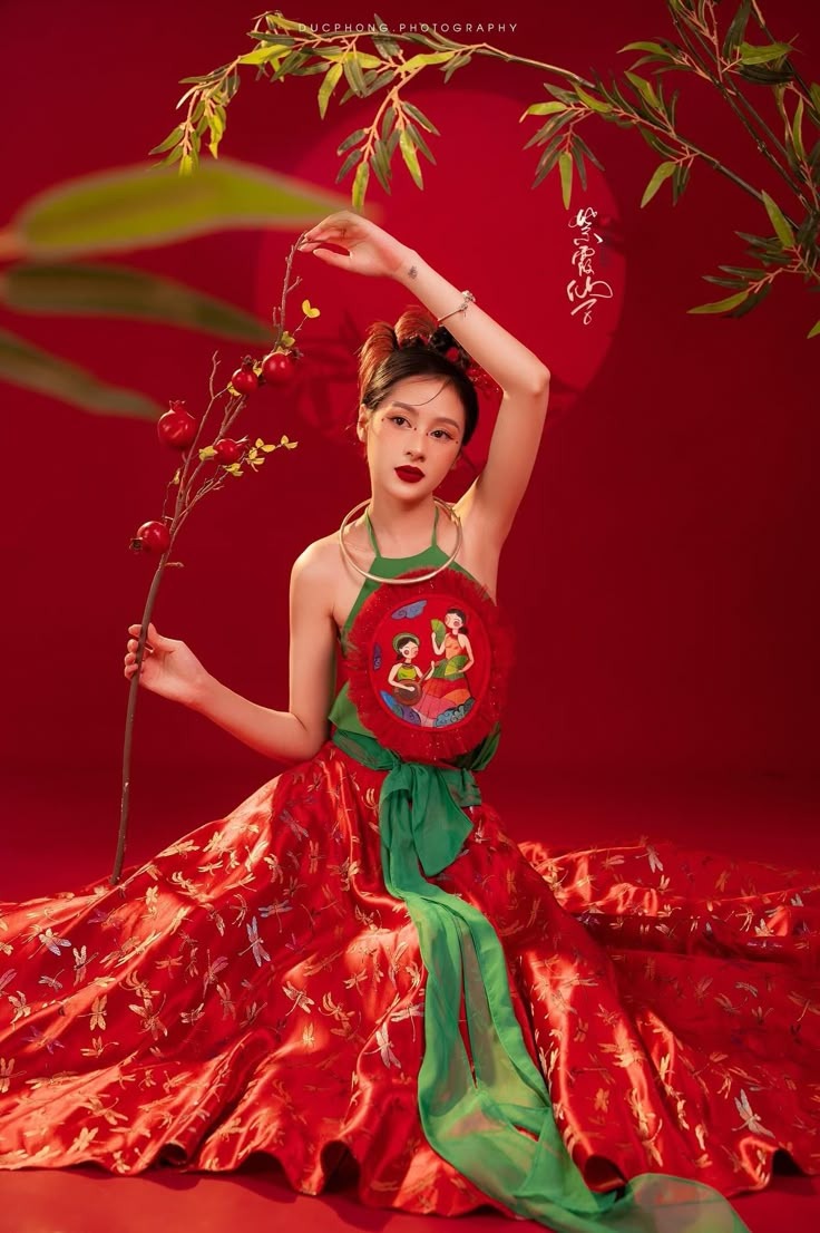 Chụp ảnh với hàng tre