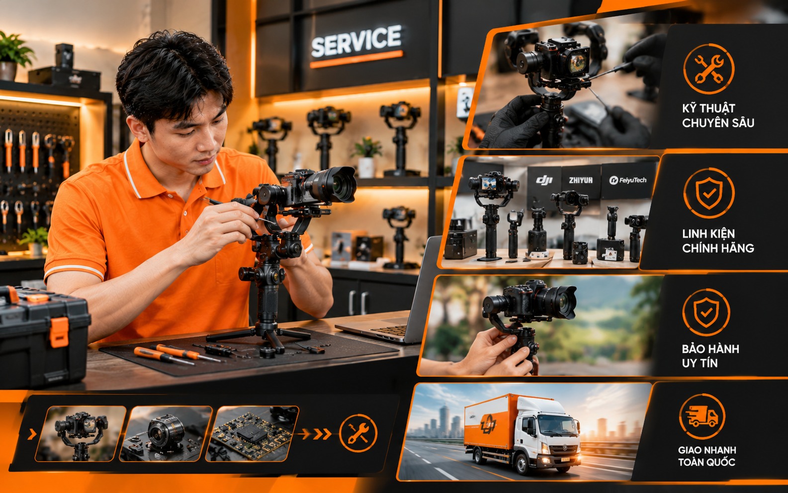 Nếu không thể tự sửa lỗi Gimbal bị rung, nên mang đi khắc phục ở đâu an toàn?