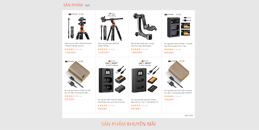 Kho sản phẩm, phụ kiện máy ảnh đa dạng