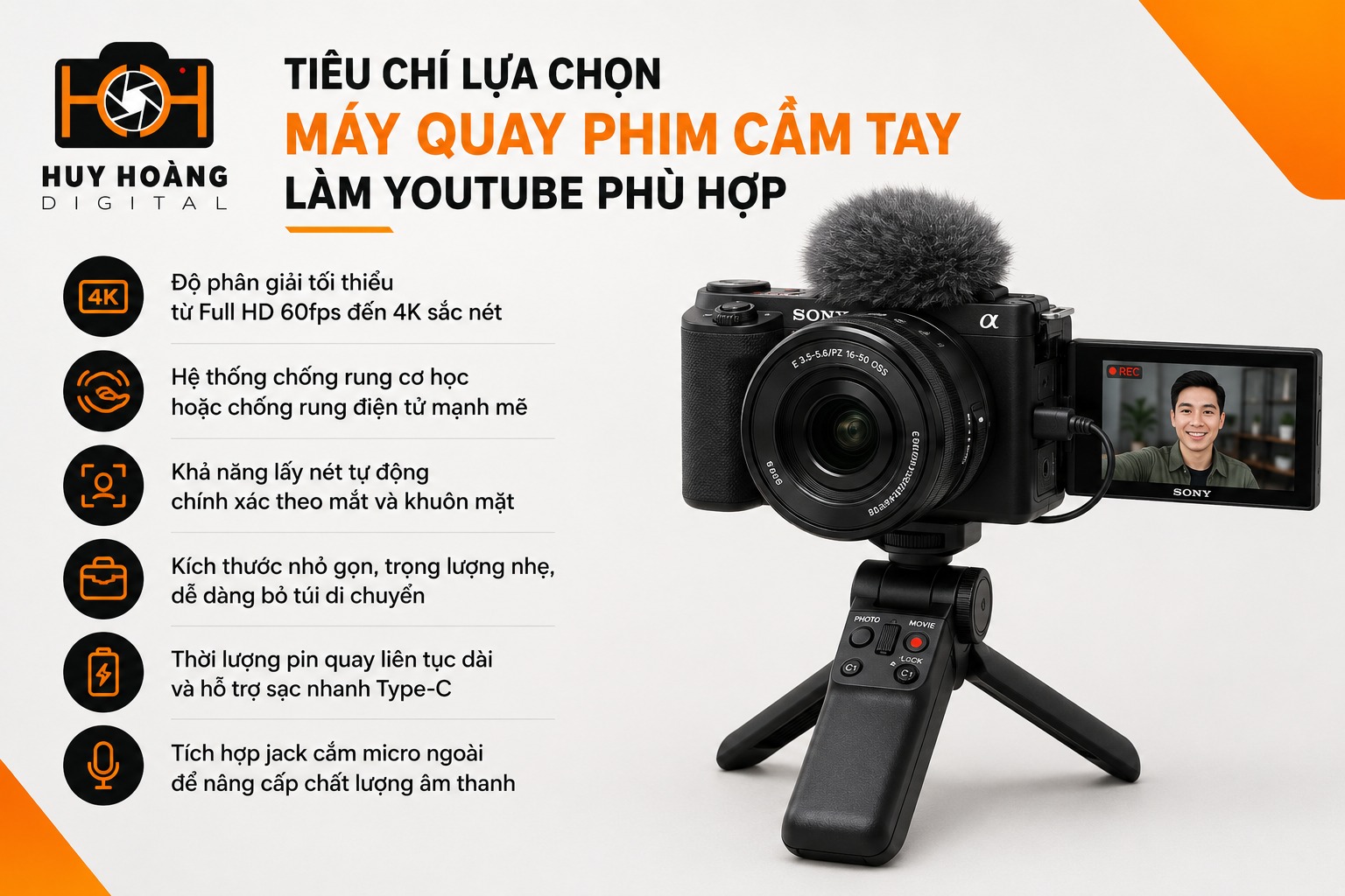 Tiêu chí lựa chọn máy quay phim cầm tay làm Youtube phù hợp