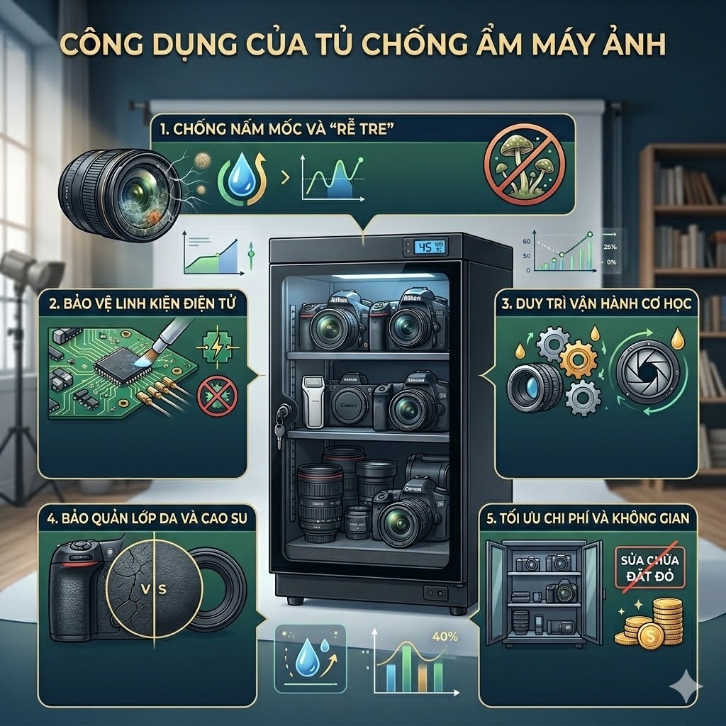 Công dụng của tủ chống ẩm máy ảnh