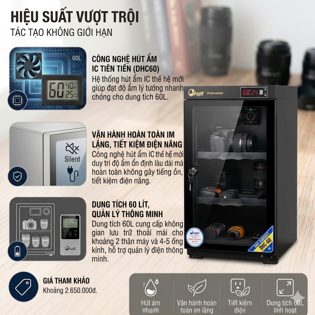 Tủ chống ẩm FujiE DHC60 (60 Lít)