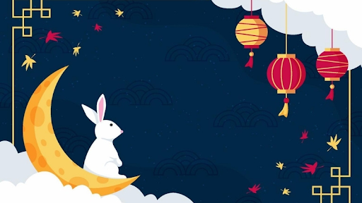Background trung thu chủ đề hiện đại, tối giản