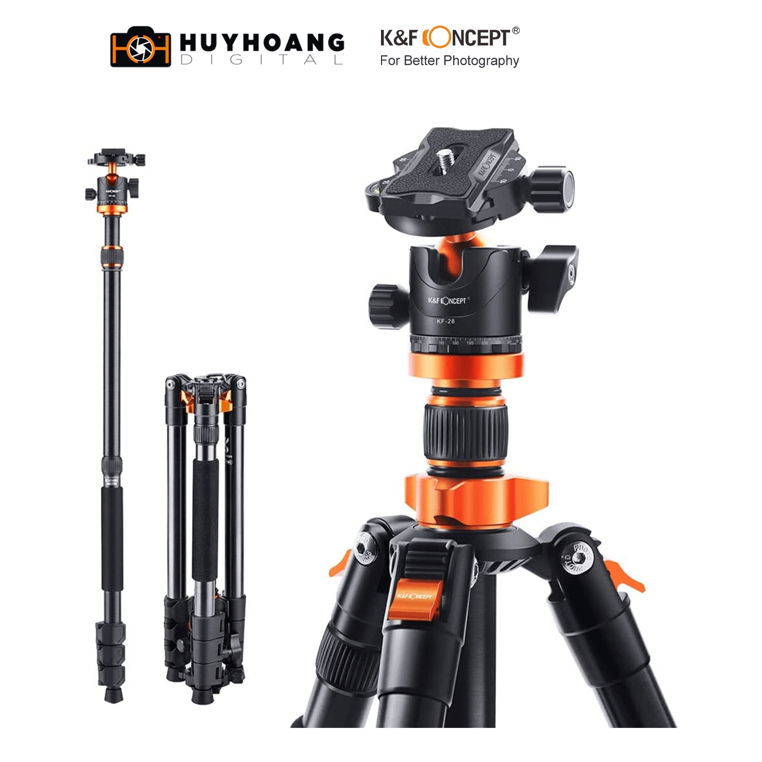 Chân máy ảnh K&F CONCEPT K254A3 + BH28L Chất liệu hợp kim