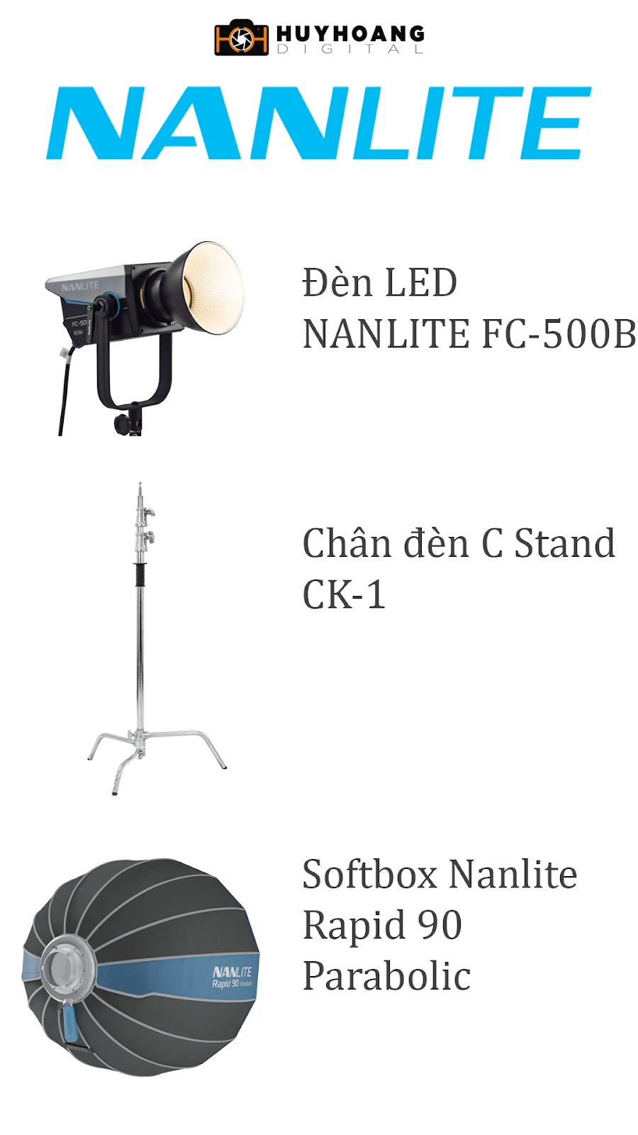 Đèn LED Nanlite FC-500B 500W CCT 2700-6500K CRI 96 - Combo 2