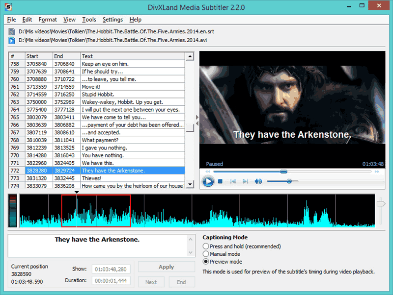 DivXLand Media Subtitler tạo và chỉnh phụ đề nhanh chóng