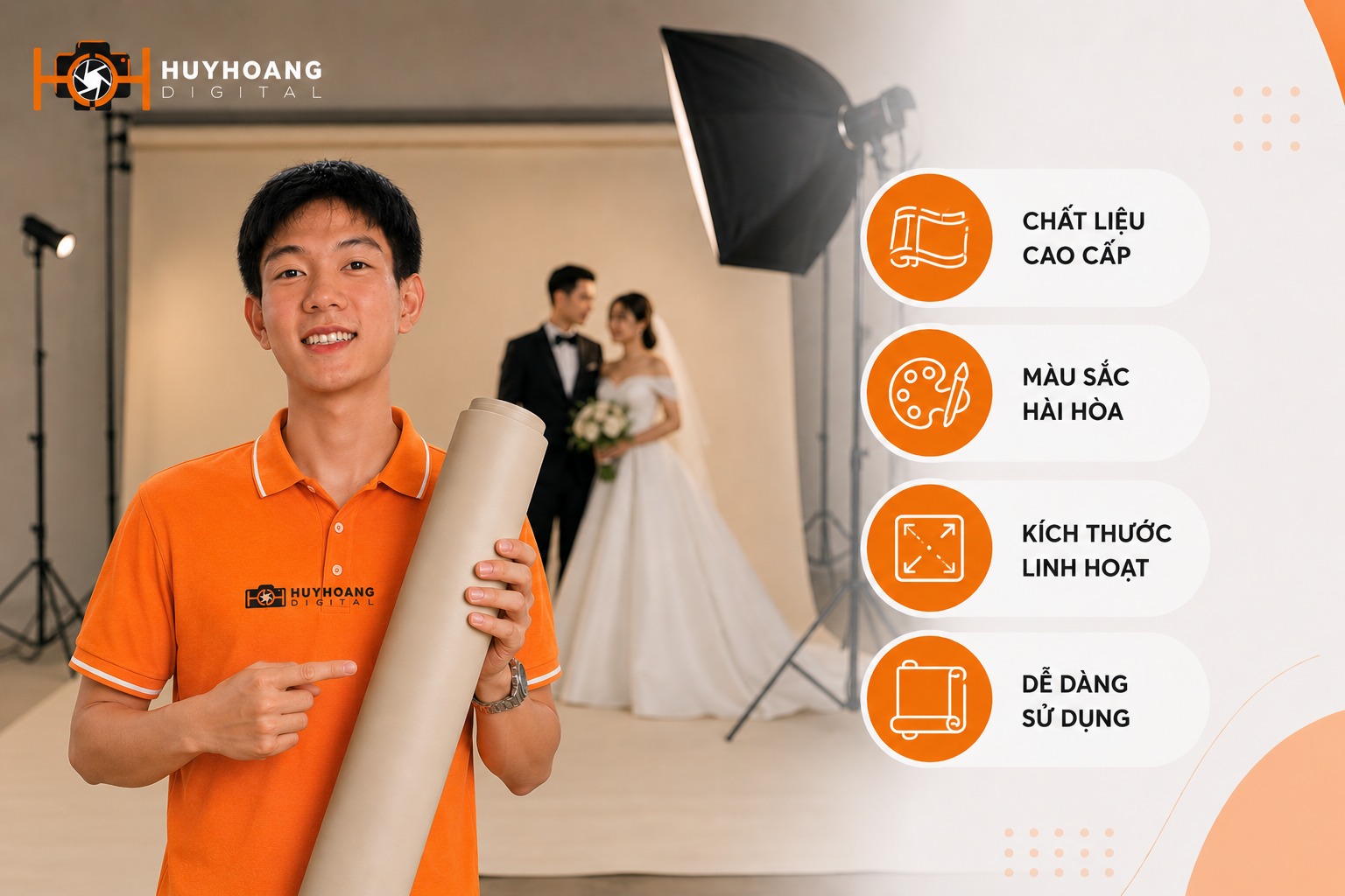 Mẫu phông chụp ảnh cưới studio đơn giản cho các cặp đôi