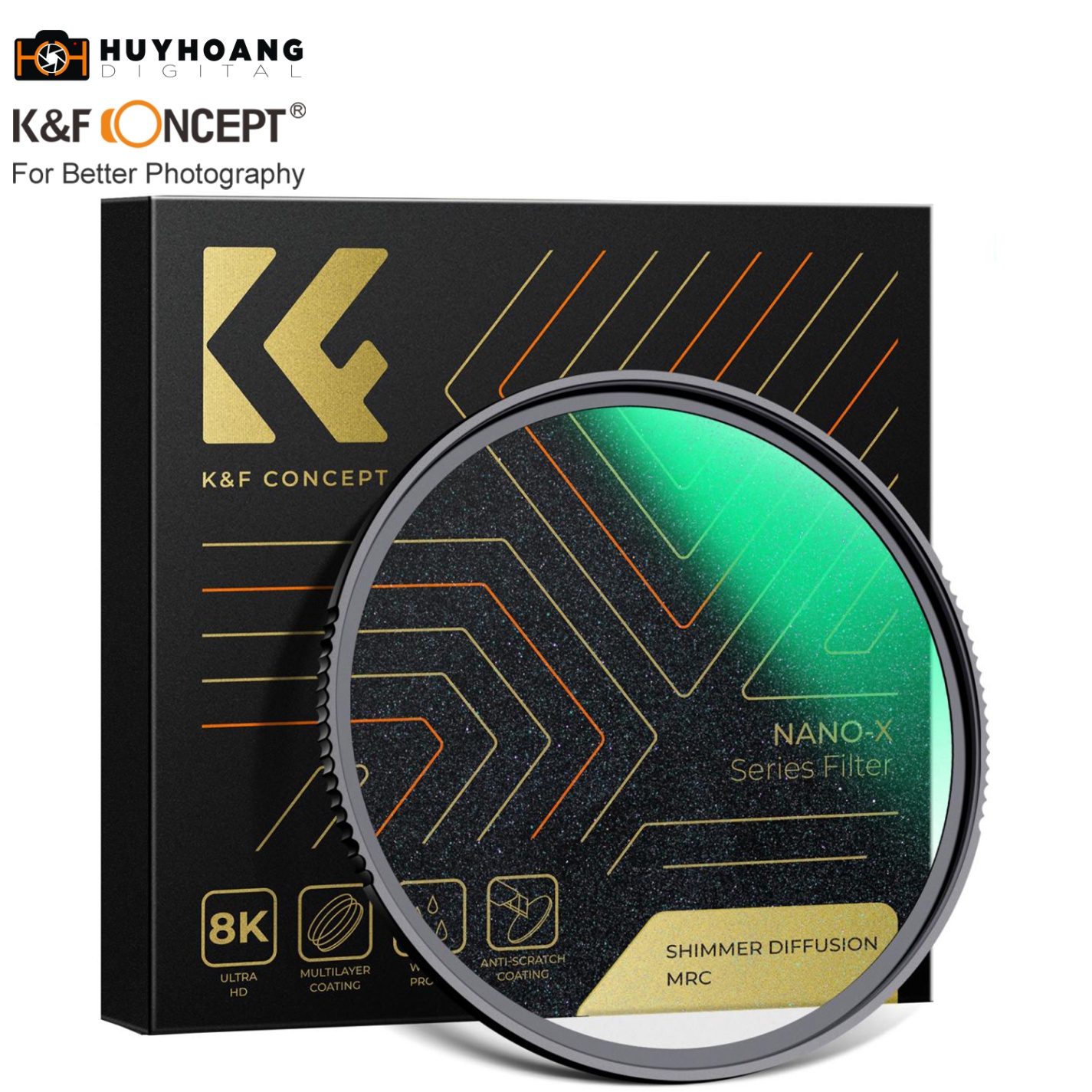 Kính lọc FIlter K&F Concept Shimmer Diffusion Mist 1 Series Nano-X 62mm| Chống trầy xước, kháng nước, phủ 28 lớp coating