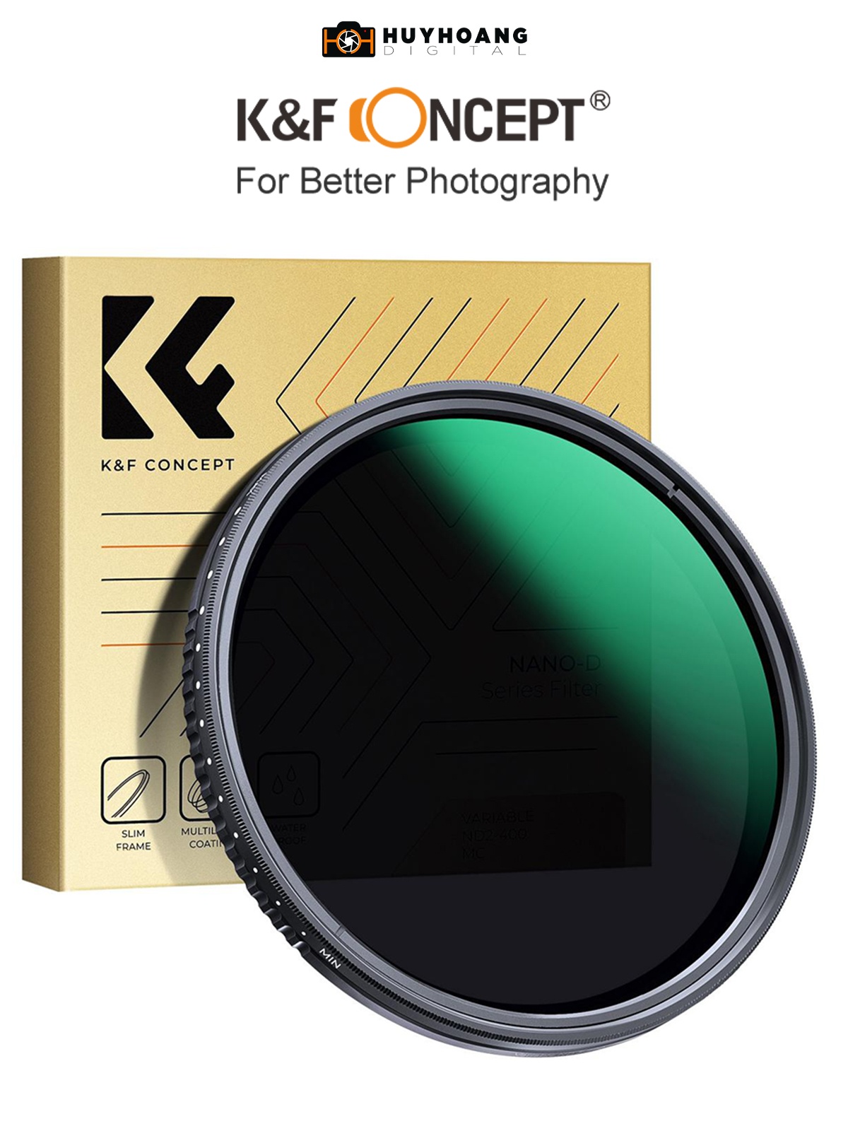 Kính lọc K&F CONCEPT Series D ND2-400 24 lớp Nano-coating Size 82mm