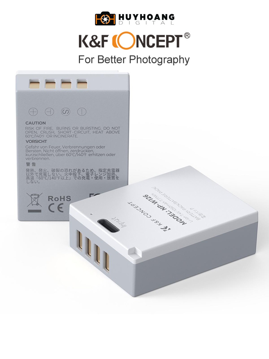 Pin máy ảnh K&F CONCEPT NP-W126 dành cho Fujifilm | Sạc trực tiếp