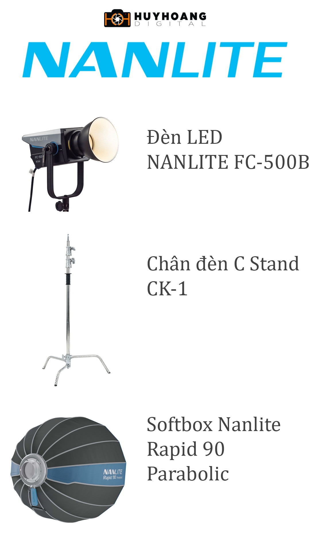 Đèn LED Nanlite FC-500B 500W CCT 2700-6500K CRI 96 - Combo 2
