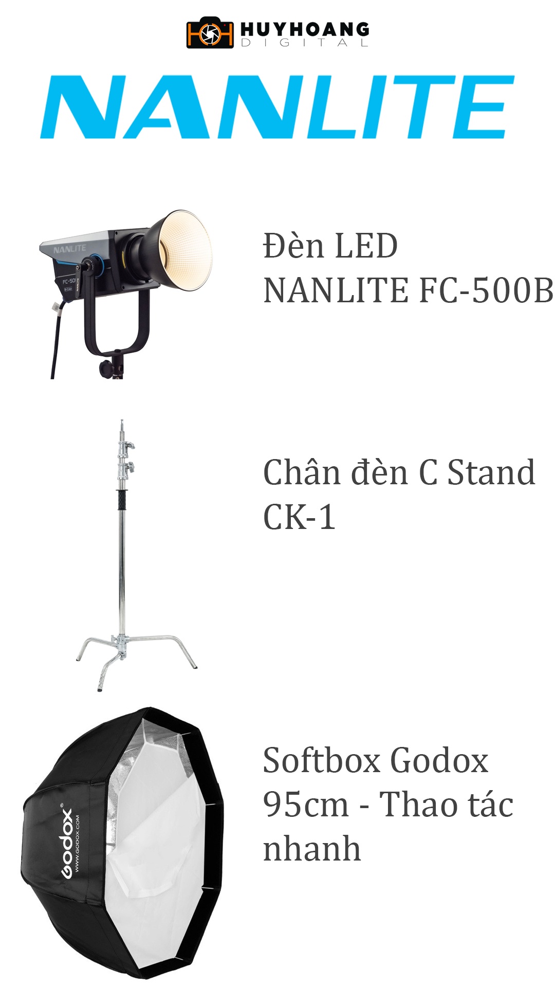 Đèn LED Nanlite FC-500B 500W CCT 2700-6500K CRI 96 - Combo1