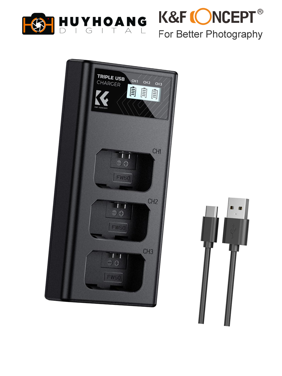 Sạc K&F CONCEPT NP-FW50 | Sạc 3 Pin | KF28.0060