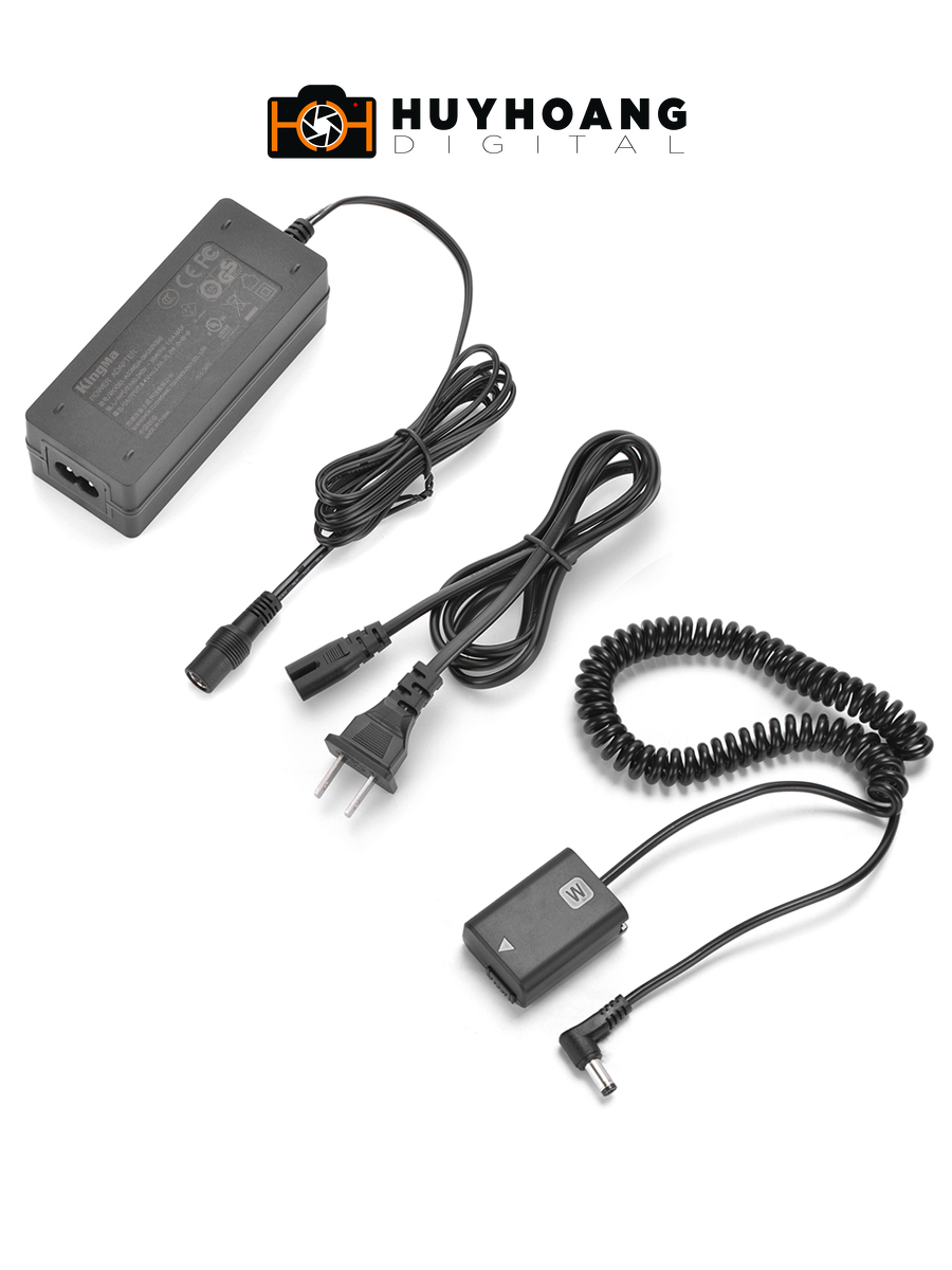 Bộ pin giả KingMa NP-FW50 với Bộ chuyển đổi nguồn điện EU plug Power adapter