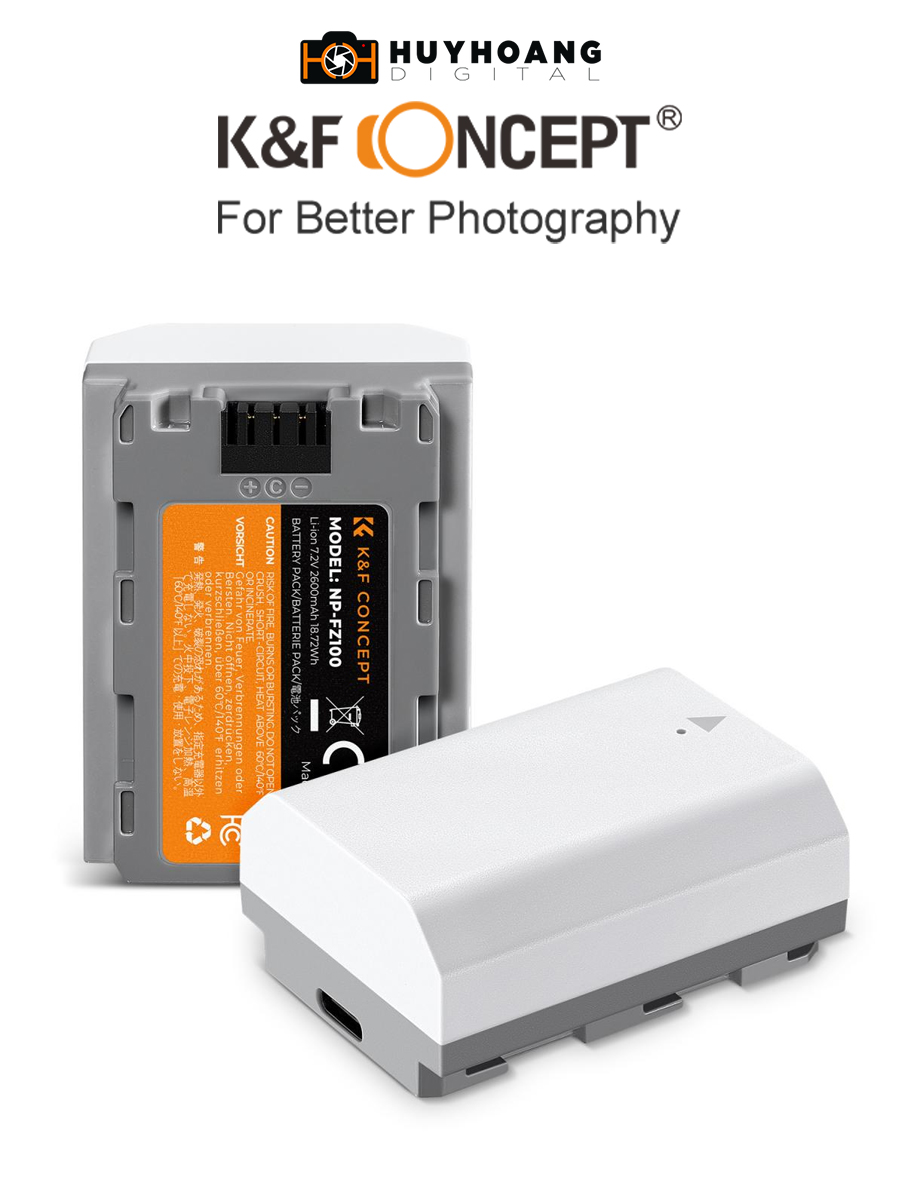 Pin máy ảnh K&F CONCEPT NP-FZ100 2600mAh Sạc trực tiếp vào pin | KF28.0034S1