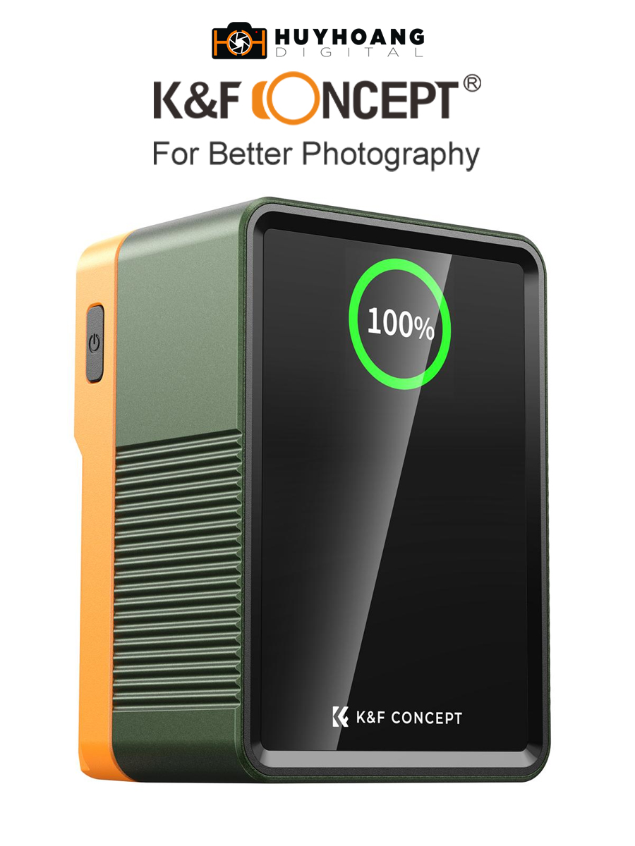 Pin V-Mount Mini 99Wh K&F Concept V99 Pro PD100W – DC/D-Tap/Dual USB-C/USB-A, Màn Hình TFT