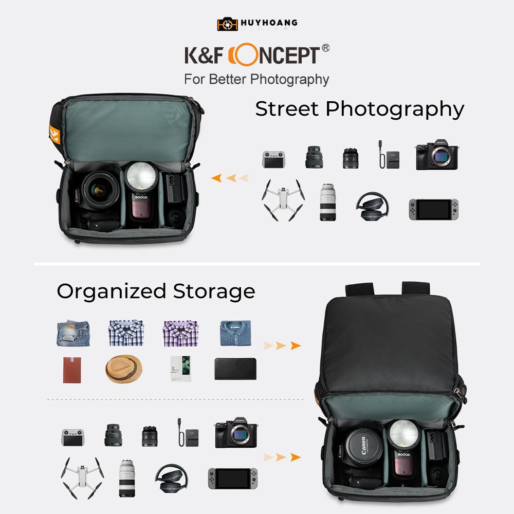Balo máy ảnh K&F Concept KF13.129