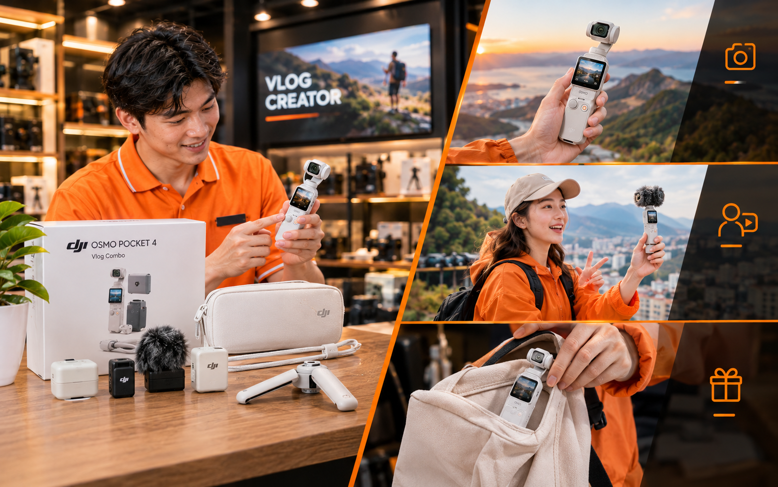 Địa chỉ mua DJI Osmo Pocket 4P pearl white Vlog Combo chính hãng