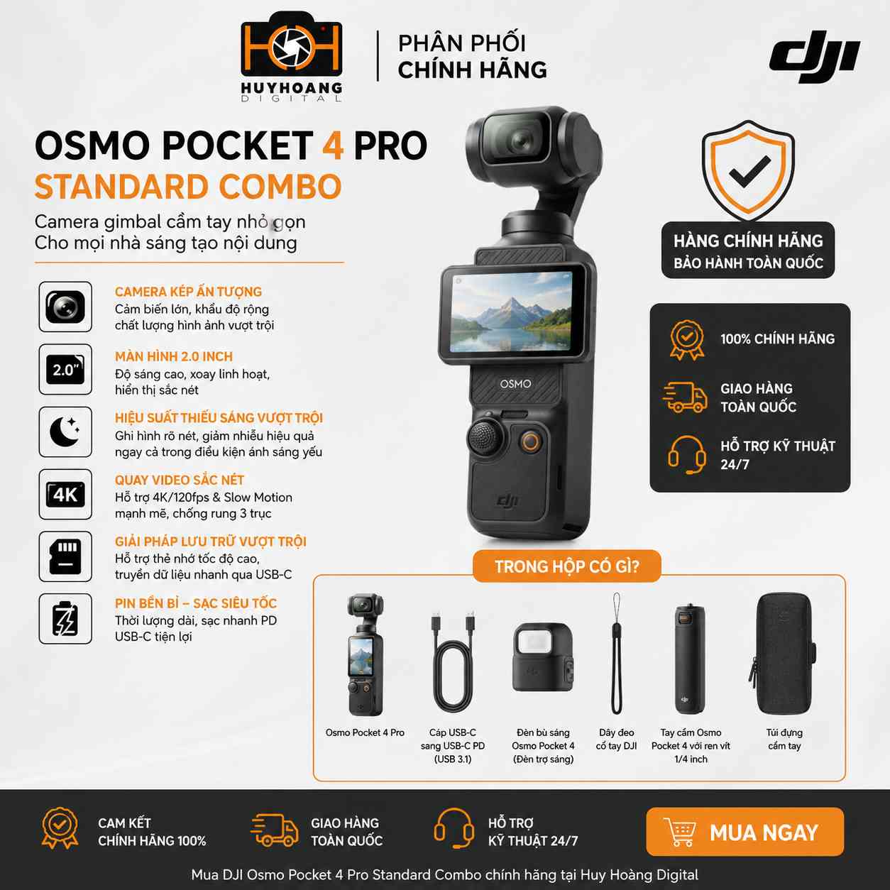 Huy Hoàng Digital phân phối DJI Osmo Pocket 4P Standard Combo