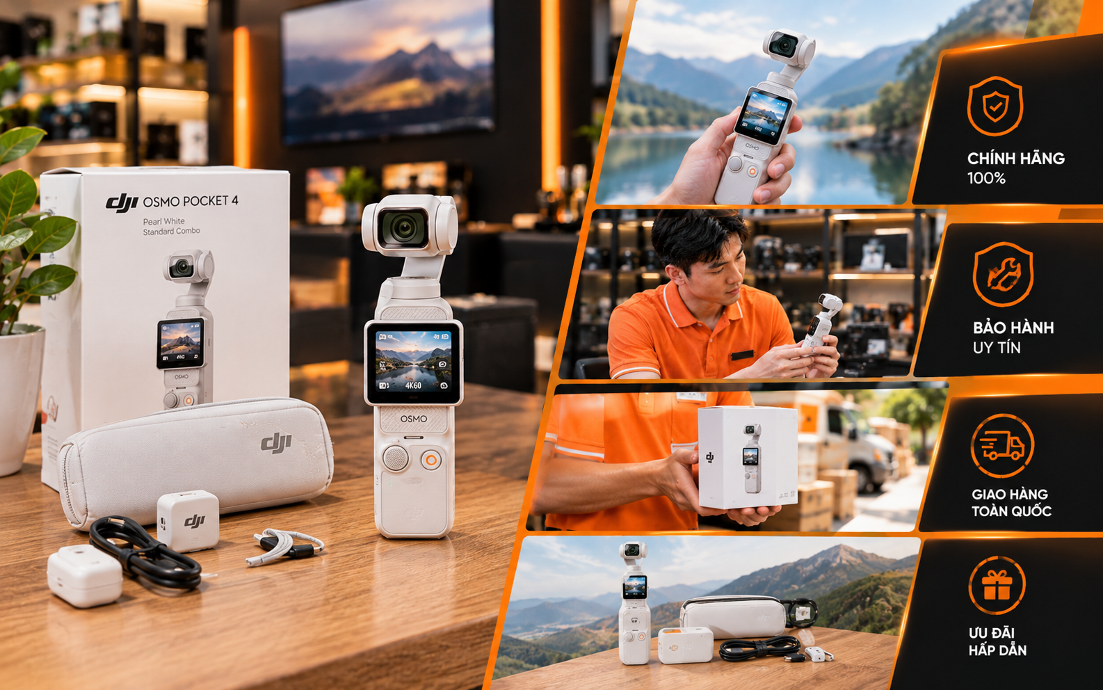 Mua DJI Osmo Pocket 4P pearl white Standard Combo chính hãng ở đâu?