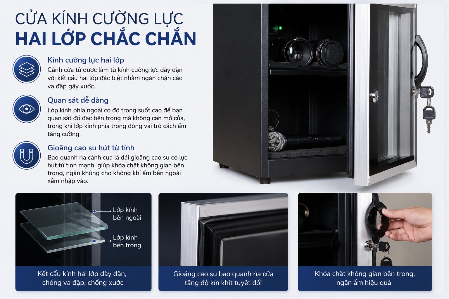 Cửa kính cường lực hai lớp chắc chắn