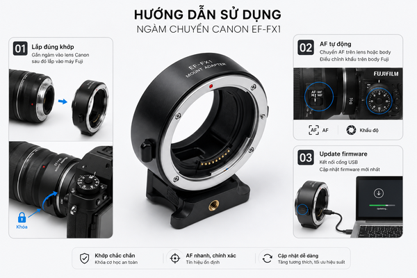 Hướng dẫn cách sử dụng ngàm chuyển Viltrox Canon EF-FX1