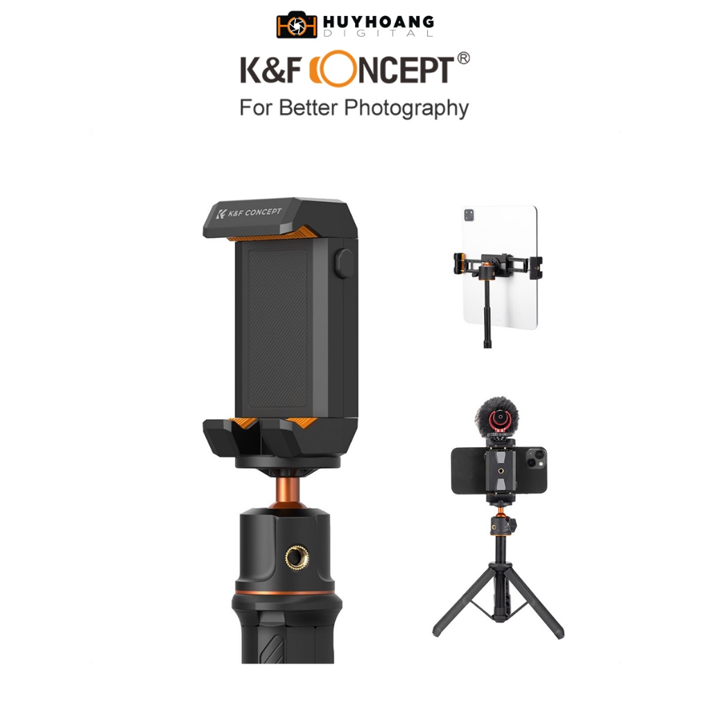 Kẹp điện thoại 2 in 1 K&F CONCEPT KF31.095 - Sử dụng được cho điện thoại và máy tính bảng 7inch