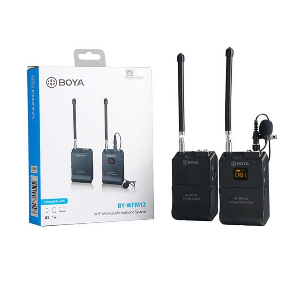 Micro thu âm không dây BOYA BY-WFM12 Sóng VHF dải tần riêng với 12 kênh sóng