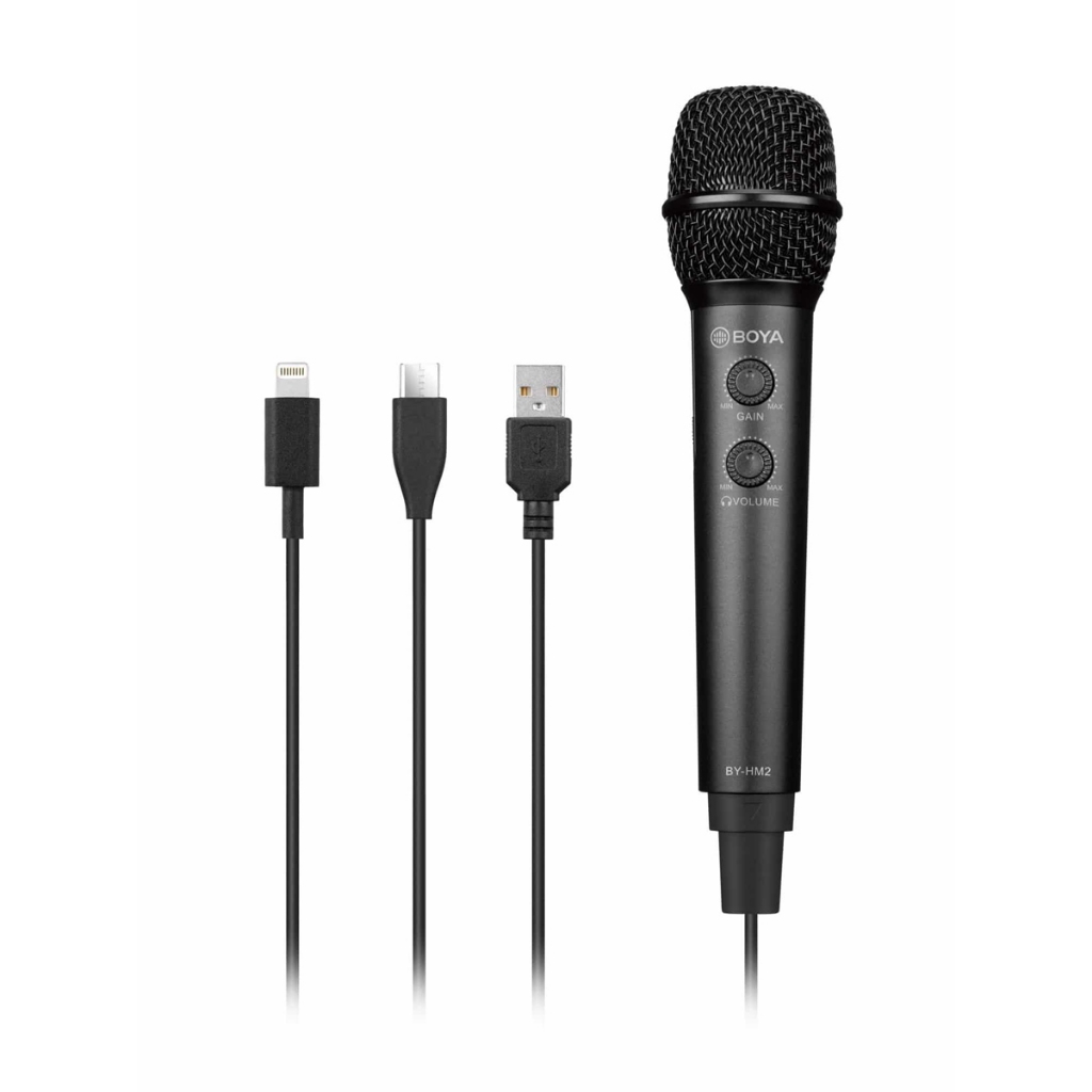 Microphone thu âm Boya BY-HM2 Microphone cầm tay Cổng Type C, USB, Lightning