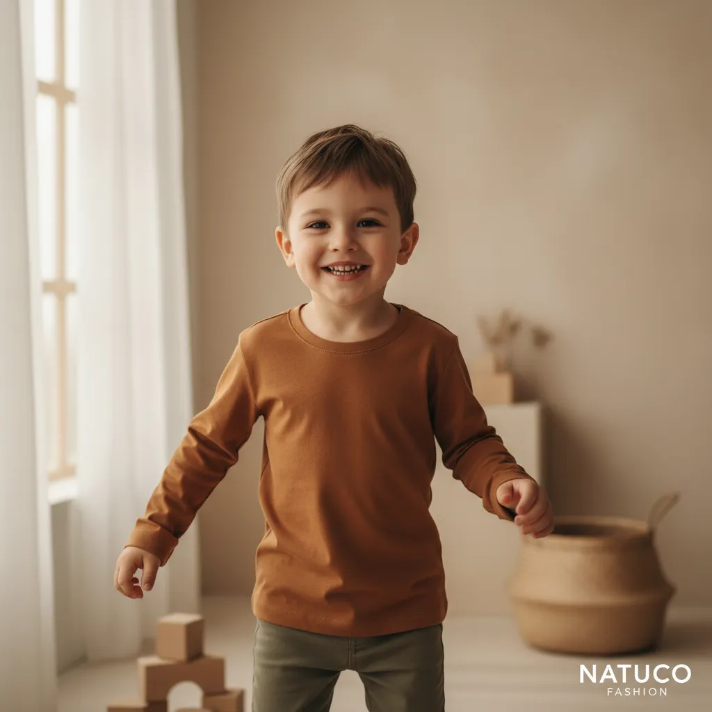 Bộ quần áo thun lạnh viscose dài tay co bé NATUCO