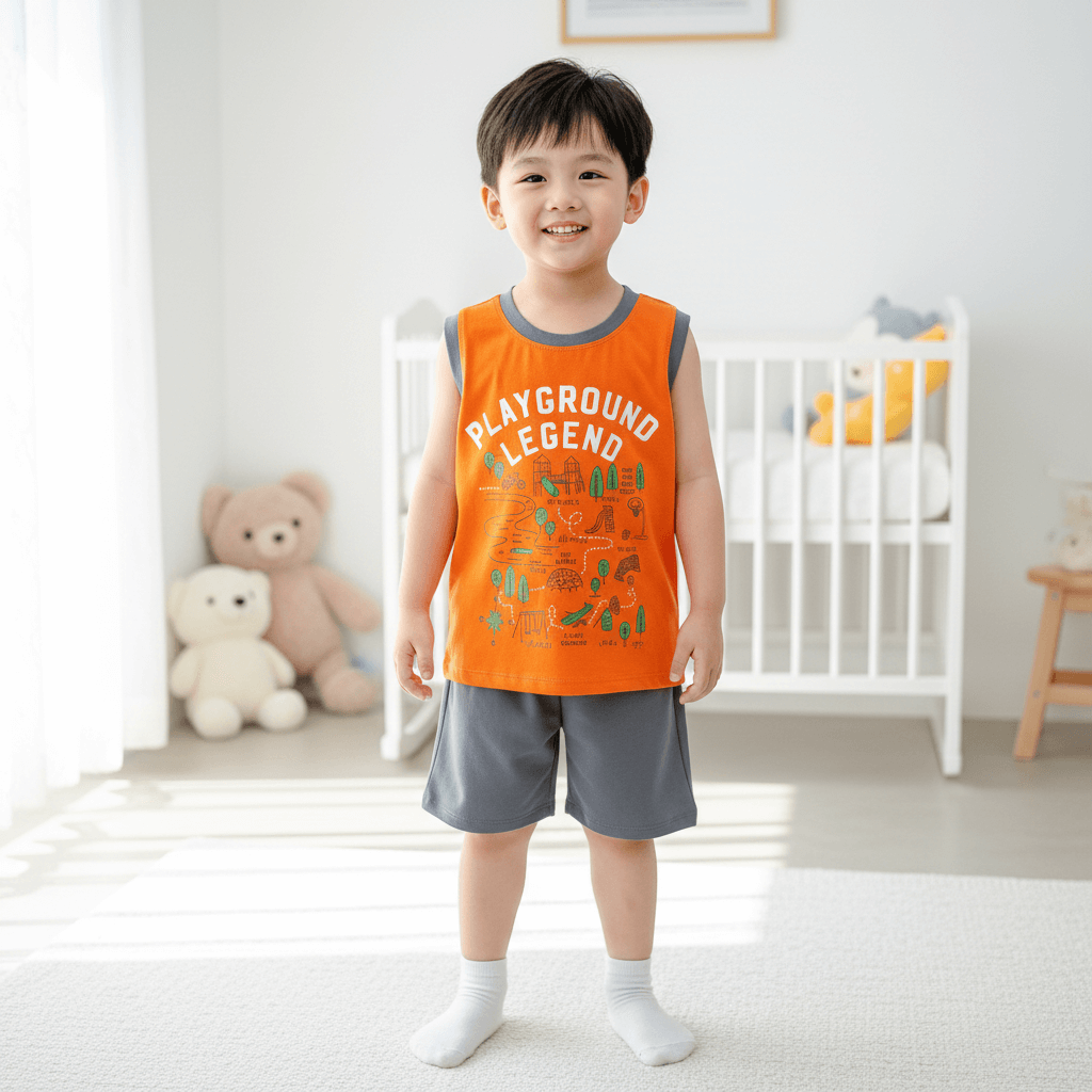 Bộ Ba Lỗ Cotton Cho Bé Trai 1-6 Tuổi NATUCO - Mềm Mại, Thấm Hút Mồ Hôi