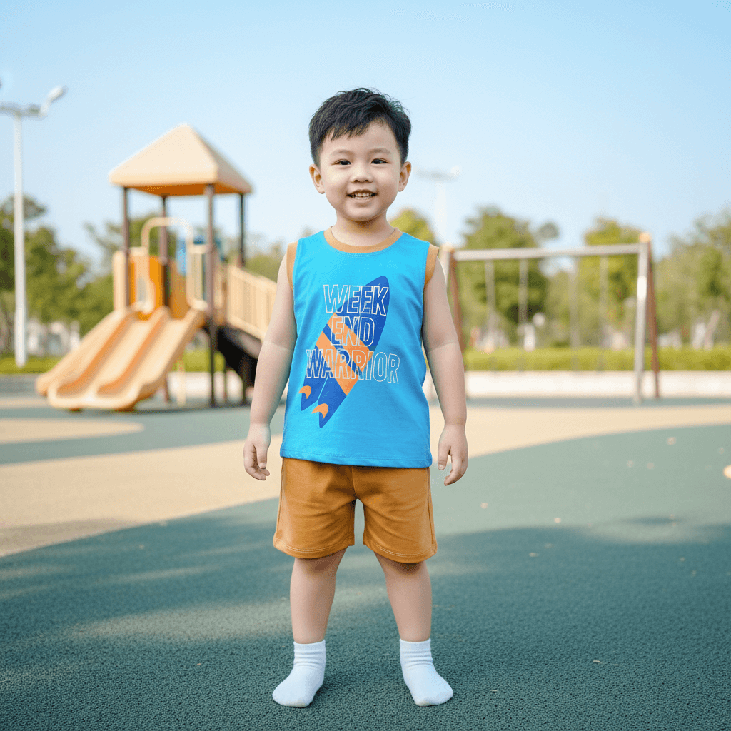 Bộ Ba Lỗ Cotton Cho Bé Trai 1-6 Tuổi NATUCO - Mềm Mại, Thấm Hút Mồ Hôi