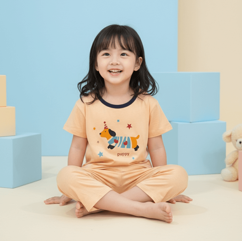 Bộ quần áo ngắn tay trẻ em hiệu NATUCO vải thun lạnh mềm mát cho bé trai, bé gái 0-7 tuổi TN-013