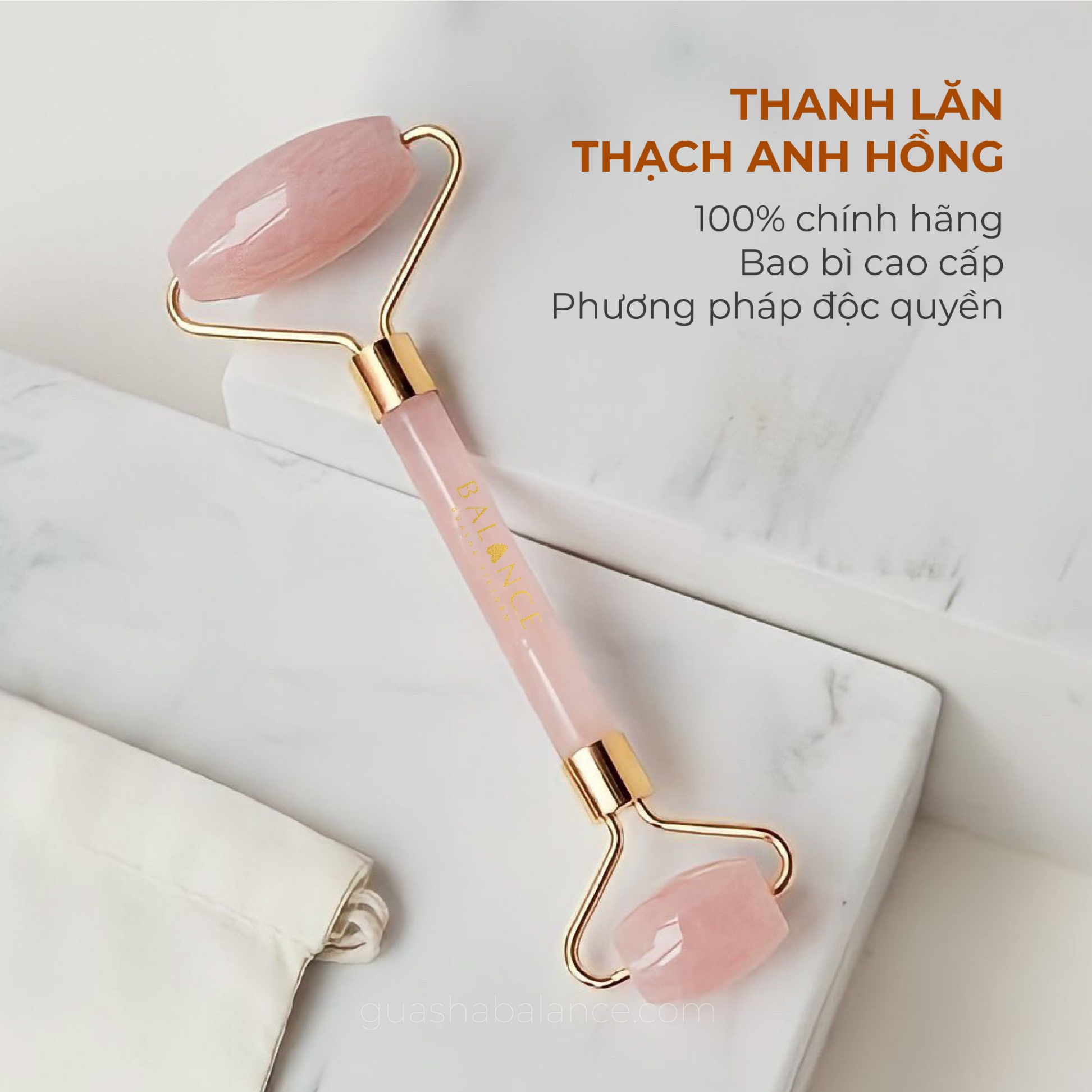 Thanh lăn Thạch anh Hồng/Rose Quartz Roller