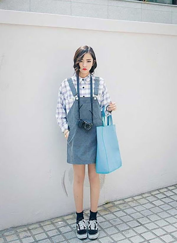 Yếm váy jean dáng dài đầm yếm bò nữ phong cách Hàn Quốc y1 - Quần yếm |  ThờiTrangNữ.vn
