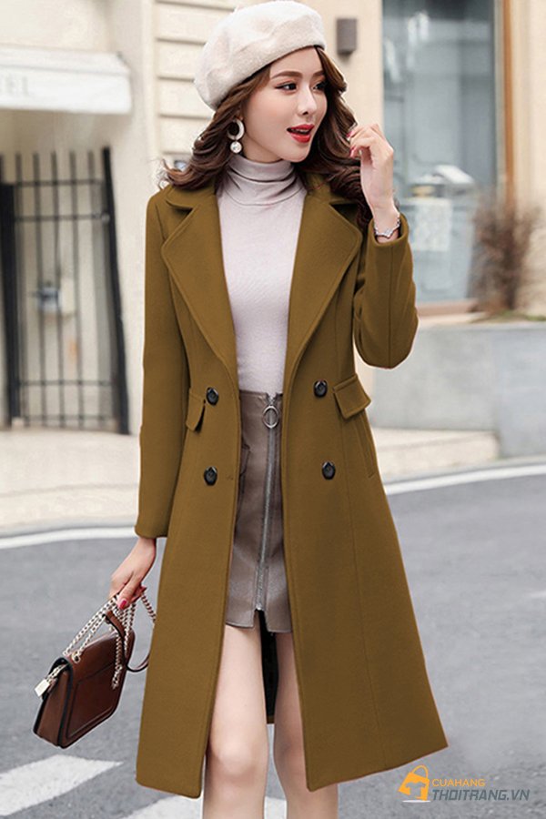 Áo măng tô vải kaki 2 lớp,áo khoác măng tô nữ dáng dài. | Shopee Việt Nam