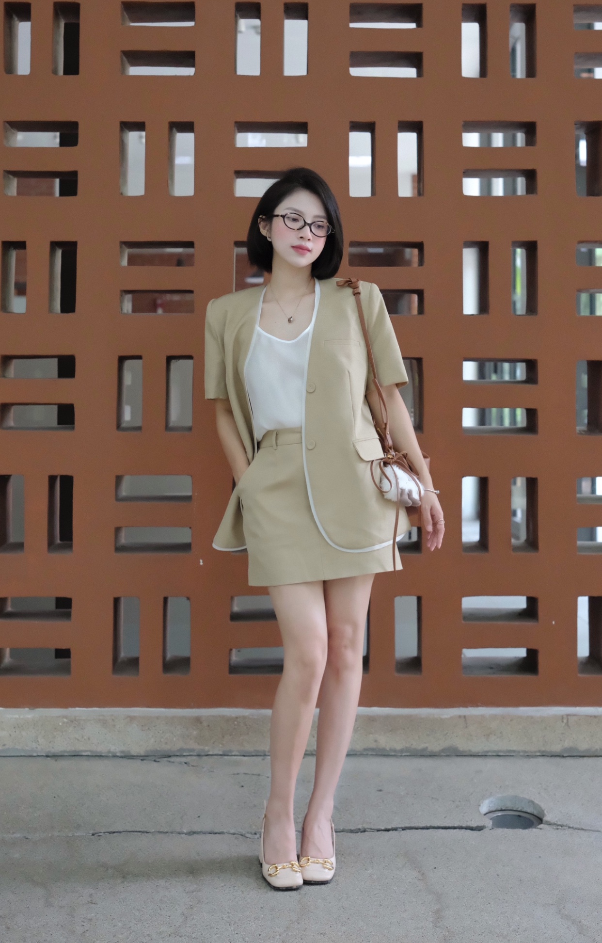 SB51 - Set Blazer cộc tay + Chân váy chữ A