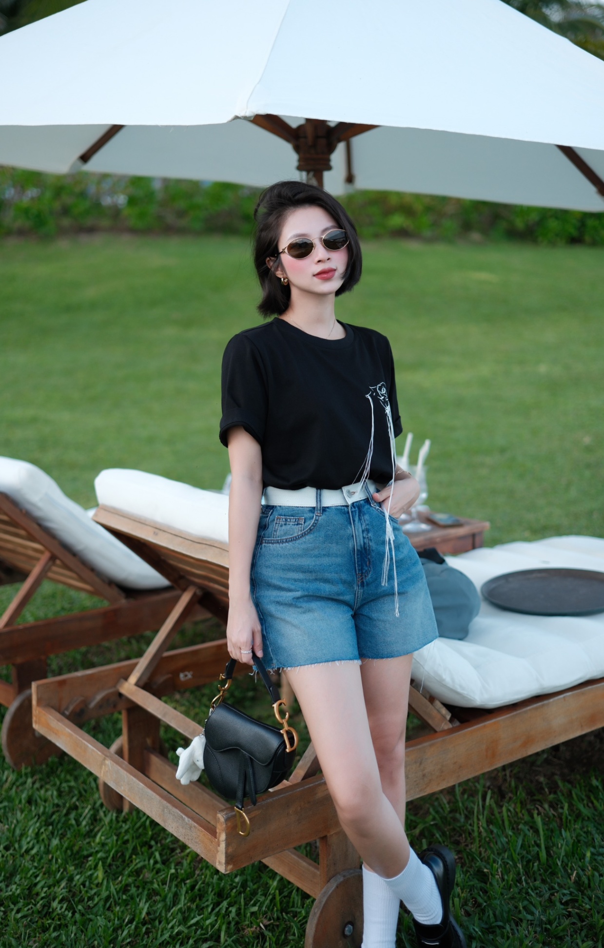 Q127 - Short jean cạp trắng