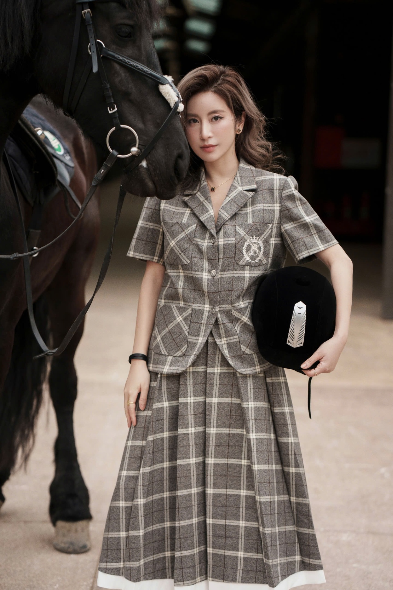 A508 - Blazer kẻ cộc tay