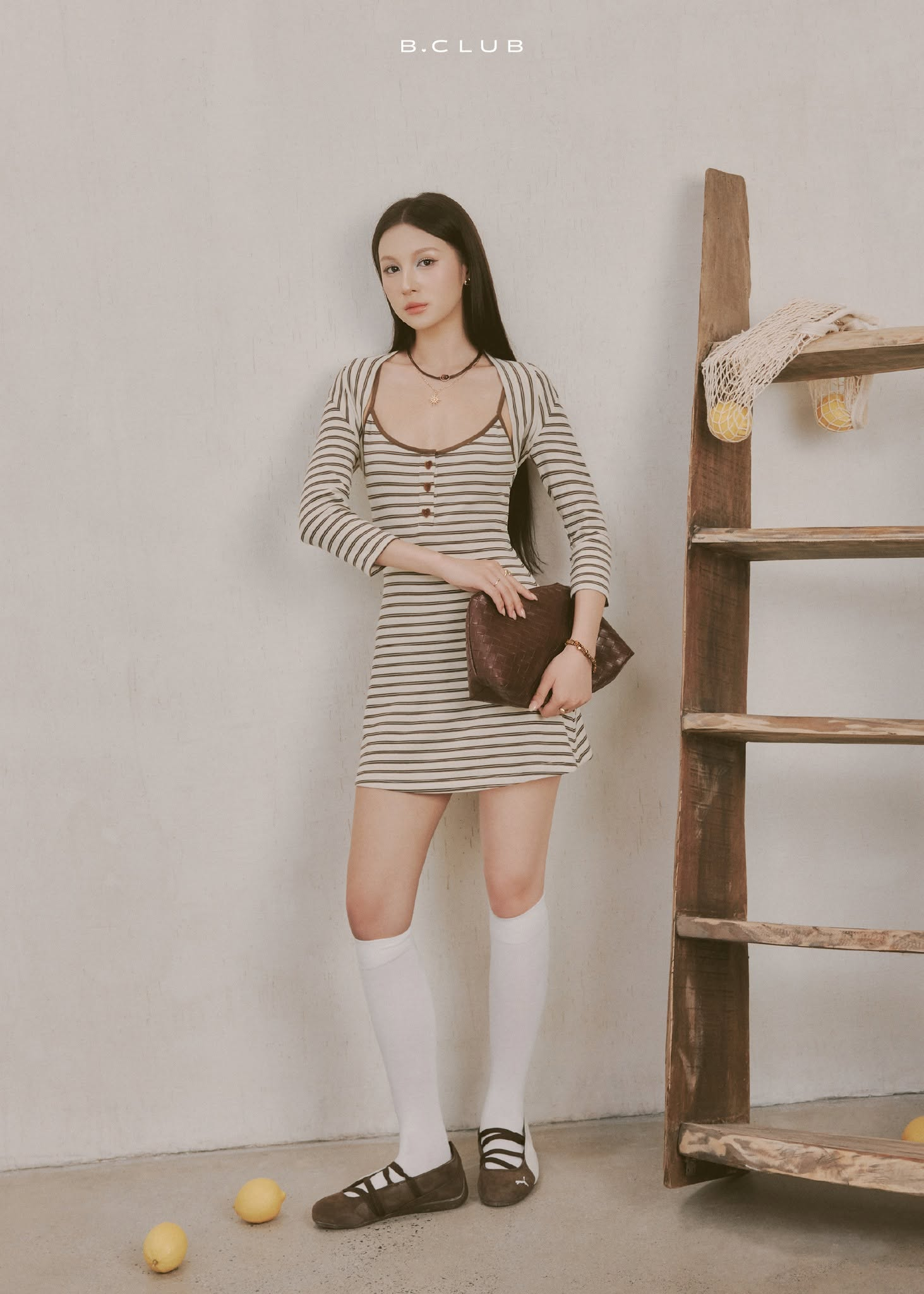 SB83 - B,Club - Váy kẻ ngang 