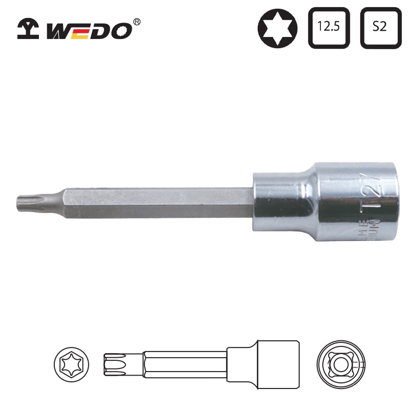 Đầu Khẩu Vặn Vít Lục Giác Sao Dài 1/2”- Thép CR-V